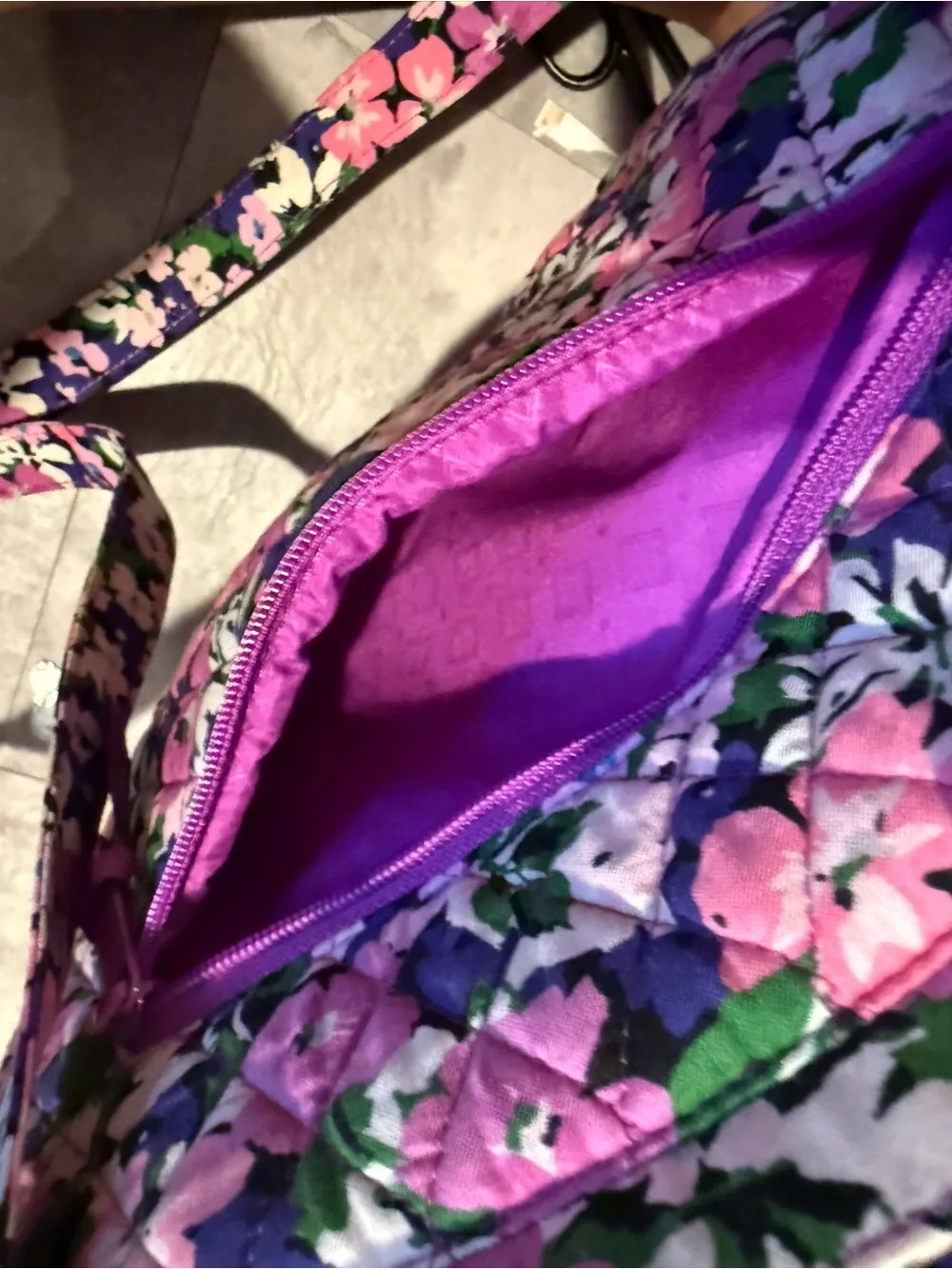 Vera Bradley Quilted Floral Cosmetic Pouch in Pink, Purple & Green